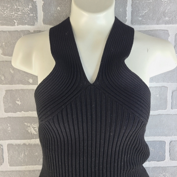 Fashion Bug Y2K Black Ribbed Knit Halter Top Size Small - Picture 3 of 6